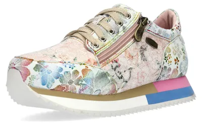 Produktbild von Laura Vita Damen Sneaker Blumenmuster Plateau und Reißverschluss Delphine 06, Größe:41 EU, Farbe:Rosa