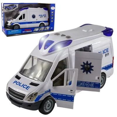Zdjęcie produktu dla Auto policja SOS, transporter koni, zabawka, gumowe koła, pojazd