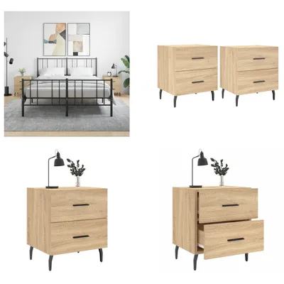 Produktbild von vidaXL Nachttische 2 Stk. Sonoma Eiche 40x35x47,5 cm Holzwerkstoff - Nachttisch - Nachttische - Schrank - Nachtschrank