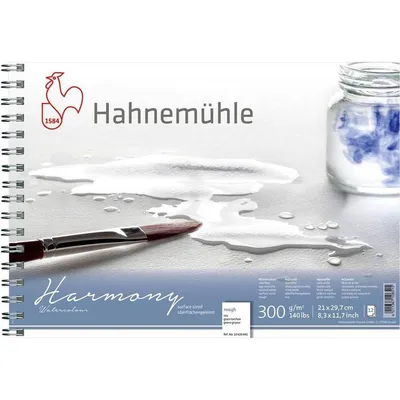 Produktbild von Hahnemühle Harmony Watercolour Aquarellblock - 300 g/m² - rau - A4 spiralisiert - 12 Blatt