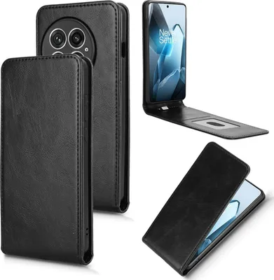 Obrázek produktu pro Pro OnePlus 13 Magnetické vertikální pouzdro na peněženku Flip z umělé kůže, černé