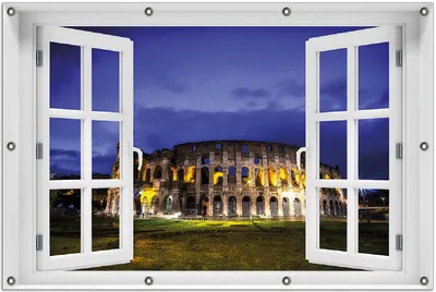 Produktbild von Wallario Outdoor-Poster für Garten oder Balkon 100 x 150 cm: Italien bei Nacht - Kollosseum in Rom, beleuchtet am Abend