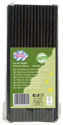 Produktbild von Papier Trinkhalme 24 cm Durchmesser 6 mm 100 Stück Packung