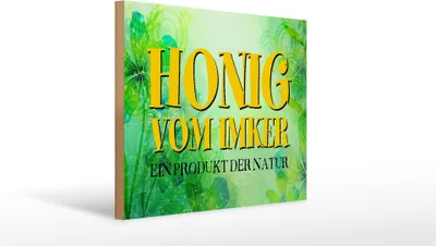 Produktbild von Holzschild Honig Imker Produkt der Natur, 40x30 cm, Holzschilder Bild Bienen Tier Wiese