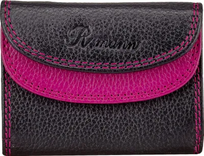 Produktbild von Mini Echtleder Portemonnaie – Kleine Handliche Geldbörse mit RFID-Schutz in Schwarz Pink