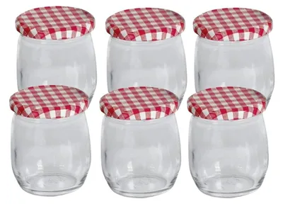 Image de EMSY Schraubdeckelglas mit 82mm TO-Deckel kariert 420 ml 6er Pack 121676 4012699590423