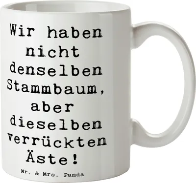 Produktbild von Mr. & Mrs. Panda Tasse Spruch Adoptivkind Verrückte Äste - Weiß - Geschenk, Becher, Keramikbecher, Liebe, Kaffeetasse, Verbindung, Familienmitglieder, Kaffeebecher