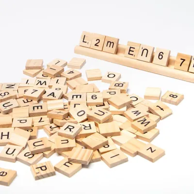Imagen del producto de Letras de madera para Scrabble, 301 piezas, 20x18x5 mm, para proyectos creativos