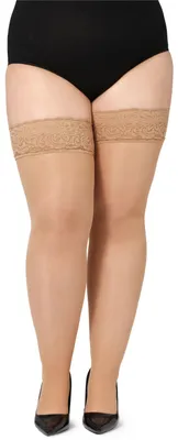 Produktbild von Bellivalini Damen halterlose Strümpfe mit Spitze Plus Size 40 DEN BLV-1127 (Daino, 4XL)