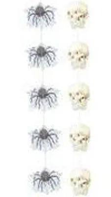 Produktbild von 2 hängende Girlanden Totenkopf und Spinnen