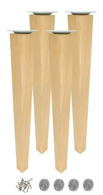 Produktbild von Möbelfuß Buche 45 cm Klarlack – 4x trapezförmig Holzfüße mit Montageset