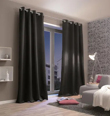 Produktbild von Home Wohnideen Ösenschal Thermo-Stoff Verdunkelnd 245 x 140 cm Schwarz