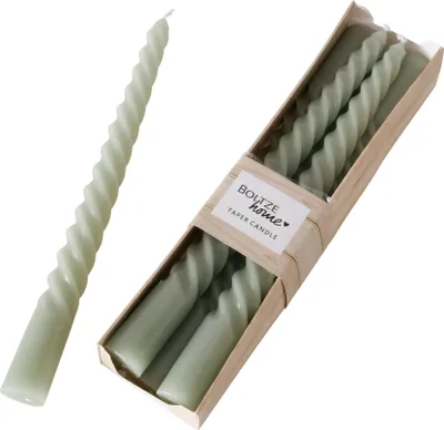 Produktbild von Boltze Stabkerze Twisto (6-tlg., hellgrün, 20 cm, aus Wachs, modernes Design)