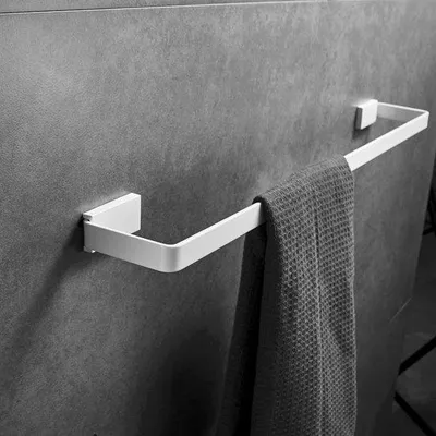 Immagine prodotto di Portasciugamani da 60 cm bianco, supporto a muro per bagno e cucina