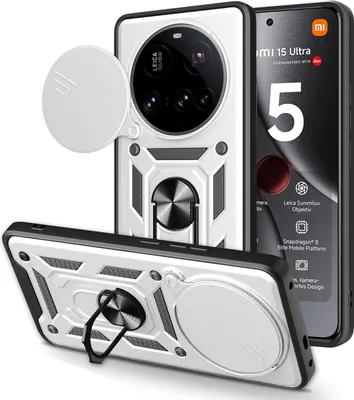 A product shot of a phone case with a phone inside, displayed from multiple angles.
