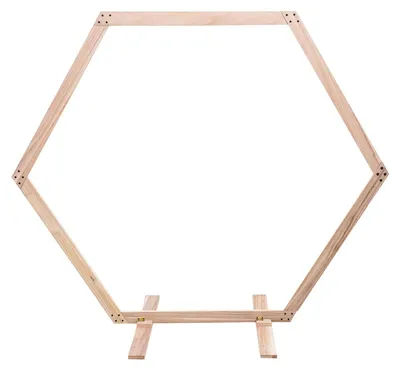 Produktbild von Hochzeitsbogen aus Holz - Hexagon Hintergrundständer - Maße 216×186 cm - Rustikaler Stil - Geometrisches Sechseck - Selbstmontage - Größe M