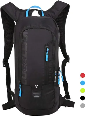 Produktbild von Fahrradrucksack Skirucksack klein für Damen & Herren 6L Ultraleicht wasserdicht mit Trinksystem für Trinkblase bis 2L - Ideale zum Skifahren | Radsport | Camping schwarz rot gelb blau