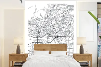 Obrázok produktu pre MuchoWow® Fototapety pre obývaciu izbu alebo spálňu tapety vinylové motív tapety Mapa - Bratislava - Slovensko - čiernobiela 175x240cm