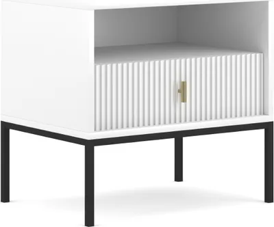 Produktbild von Nachttisch: eine Schublade, ein Regal, weiß, schwarze Beine