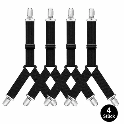 Produktbild von 4x verstellbare Bettlakenspanner mit Metallclips, H0525
