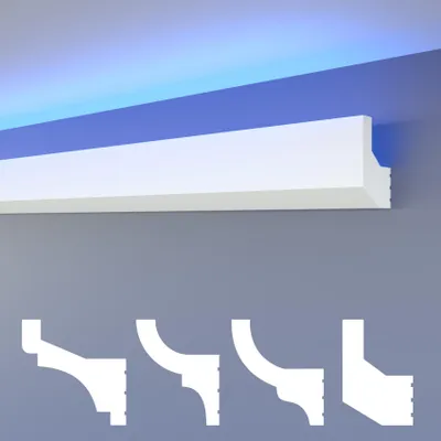 Produktbild von HEXIMO LED Stuckleisten klassisch, XPS Styropor indirekte Beleuchtung Wand & Decke Stuckleisten für Wand-Deckenverkleidung (1,7 Meter HLED 4)
