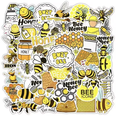 Produktbild von CHPN - Bienenaufkleber - Aufkleber mit Bienen - Bienenaufkleber - StickerMix - 50 Stück - Schöne Aufkleber mit Bienen darauf - Biene - Biene - Laptopaufkleber - Hobbyaufkleber