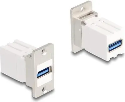 Zdjęcie produktu dla DeLOCK 67165, Płaski, Srebrny, Biały, USB A, USB A, Żeńska, Żeńska