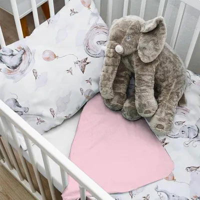 Productafbeelding van Babybeddengoed, 100x135 cm, katoen, roze, met olifant