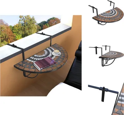Image de vidaXL Table de balcon suspendue Mosaïque Terracotta et Blanc - Tables de jardin