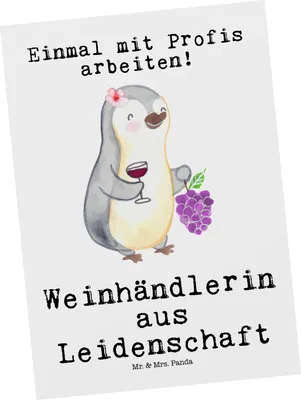 Produktbild von Mr. & Mrs. Panda Grußkarte Weinhändlerin Leidenschaft - Weiß - Geschenk, bildkarte, Postkarten, Postkarte, Ansichtskarten, Fotokarte