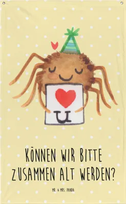Produktbild von Mr. & Mrs. Panda Wandbild Spinne Agathe Brief - Gelb Pastell - Geschenk, Wandschmuck, Verliebt, Tapestry, Liebespaar, Boho Wandteppich, Deko, Hängedeko, Treuetest