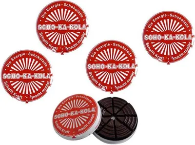 Image de SCHO KA KOLA la boîte avec 16 coins chocolat noir 100g paquet de 5