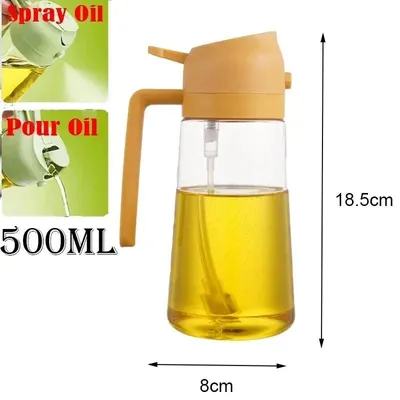 Produktbild von 500ml Ölsprühflasche, 2in1 Multifunktional, Ölsprüher Dose Sprühflasche Ölglas Ölsprüher Speiseöl Spray zum Kochen, Grillen, Backen, Heißluft.Farbe:1 Stück - Gelb