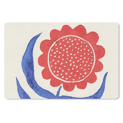 Produktbild von MuchoWow® Schreibtischunterlage Blume - Pflanze - Rot - Blau 60x40 cm - XXL Mauspad - Großes Mauspad
