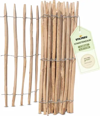 Produktbild von Französischer Premium Staketenzaun Kastanie - Länge 5 Meter, Höhe 120 cm, Lattenabstand 6-7 cm