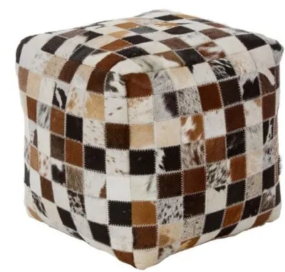 Produktbild von Casa Padrino Luxus Sitzwürfel Mehrfarbig 40 x 40 x H. 40 cm - Fell Sitzhocker im Patchwork Design
