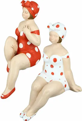 Obrázok produktu pre Gilde Poly Figure Becky, sada 2 ks, sedadlo na okraji, dekoratívna figúra, dekorácia, živica, červená / biela, 37056