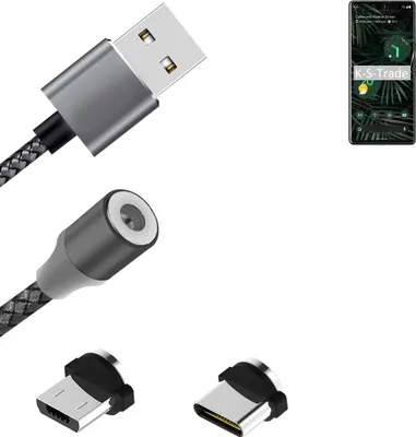 Produktbild von K-S-Trade Hochwertiges Magnet-Lade-kabel Sync-Kabel Daten-Kabel für Google Pixel 6 Pro mit USB-Typ-C-Anschluss und Micro-USB-Anschluss 2A bis zu