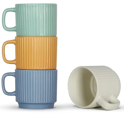 Imagen del producto de Omgoods - Juego de 4 tazas de café de cerámica apilables
