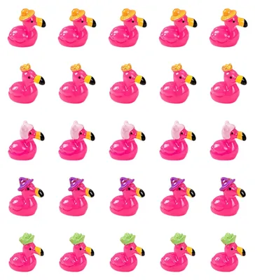25 Mini-Flamingos aus Harz mit Hüten, Figuren für Deko & Basteln