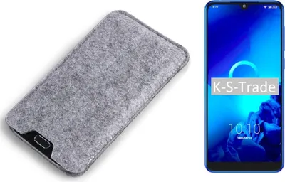 Produktbild von K-S-Trade Filz Handyhülle kompatibel mit Alcatel 3 (2019) Schutzhülle Filztasche Filz Tasche Case Sleeve Handy Hülle Filzhülle grau