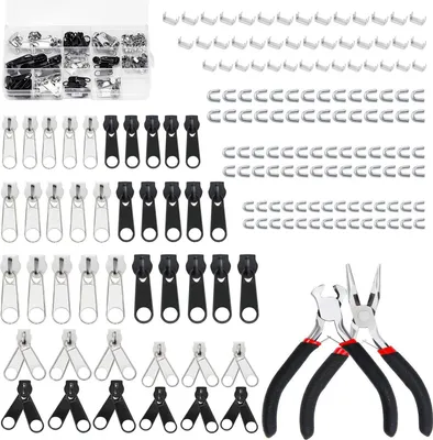 Produktbild von MODFU Reißverschlüsse, 171-teiliges Reißverschluss Reparatur Set - Komplettes Werkzeug Set für Reparaturen, Ersatzteile, Nähen und Basteln, Vielseitig und Praktisch