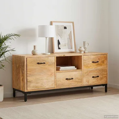 Obrázek produktu pro vidaXL TV stolek hnědý 110 x 30 x 46 cm z masivního mangového dřeva
