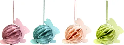 Produktbild von FURNARO Dekohasen Honeycomb 4er Set Papier Osterdeko Hängedeko