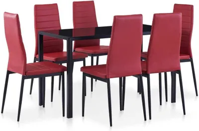 Produktbild von 7-tlg. Essgruppe Weinrot