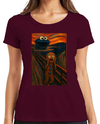 Immagine prodotto di Maglietta da donna Gingerbread Man Scream Cookie Monster Evening Red Scary Carnival, borgogna, XXL