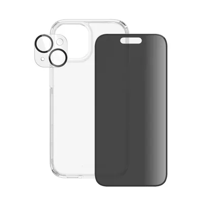 Produktbild von Panzer Glass, 3-in-1 Schutzpaket für iPhone 15 Privacy Ultra-Resistent, Transparentes Schwarz