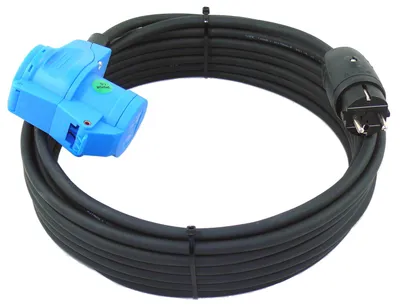 Produktbild von Schukoleitung auf CEE Winkelkupplung mit Schukodose H07RN-F 3G1,5 / 3G2,5 5-50m, Querschnitt:3x2.5mm², Länge:50m