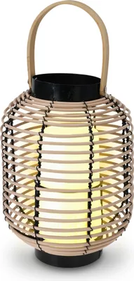 Produktbild von 3.07 LED Laterne Rattan mit Timer - ca. 24 x 18 cm - Innen und Außen / Batterie / Hängen oder stellen