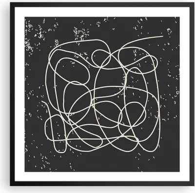 Produktbild von Gerahmtes Poster - Schwarzer Rahmen - Modern Linie Schwarz - 60x60 cm - Wand Bild - Wanddeko - Wandbilder - Kunstposter - Wandposter - Bilderrahmen - Bilder - Kunstdruck - P2BAC60x60-4649